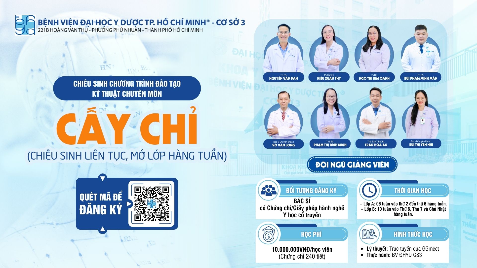 Chiêu sinh lớp Cấy chỉ (Mở lớp mới hàng tuần)